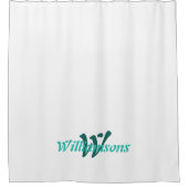 Rideaux De Douche Monogramme Nom Blanc Net Sarcelle (Devant)