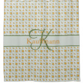 Rideaux De Douche Monogramme Nom Initial Floral Jaune Vert (Devant)