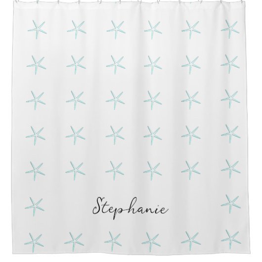 Rideaux De Douche Monogramme Nom personnalisé Turquoise Bleu Blanc A (Devant)