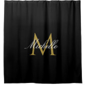 Rideaux De Douche monogramme or noir (Devant)