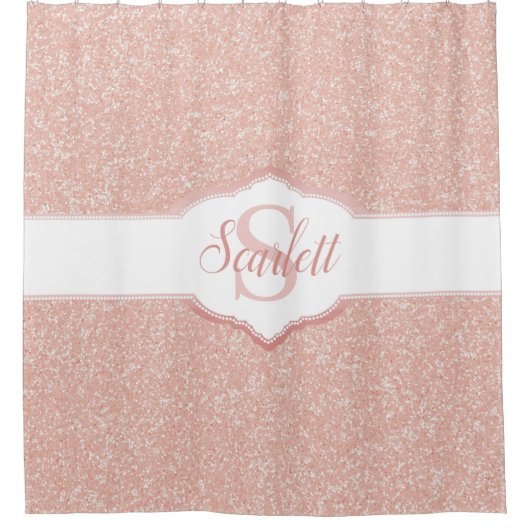 Rideaux De Douche Monogramme Parties scintillant rose (Devant)