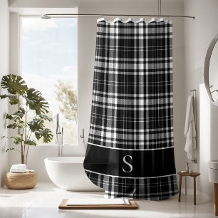 Rideaux De Douche Monogramme personnalisé à carreaux Buffalo noir et