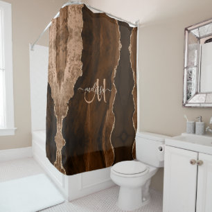 Rideaux De Douche Monogramme personnalisé Brown chic Parties scintil