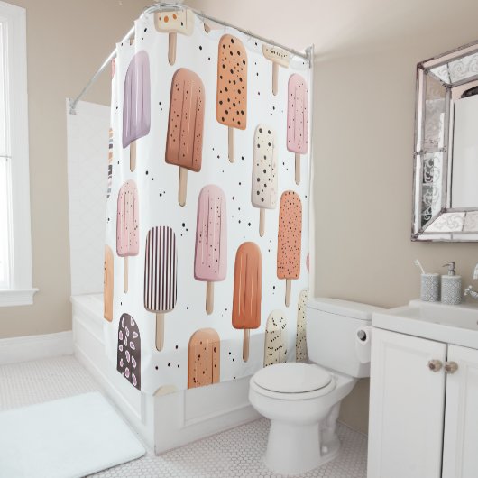 Rideaux De Douche Monogramme Personnalisé Cute Popsicle Motif (En situation)