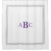 Rideaux De Douche Monogramme personnalisé en noir et blanc classique (Devant)