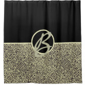 Rideaux De Douche Monogramme personnalisé Leopard à crème noire (Devant)