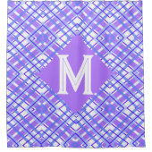Rideaux De Douche Monogramme personnalisé moderne bleu violet (Devant)
