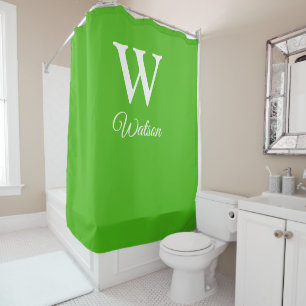 Rideaux De Douche Monogramme personnalisé moderne Kelly Green