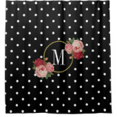 Rideaux De Douche Monogramme Pois d'antiquité noir élégant (Devant)
