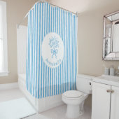 Rideaux De Douche Monogramme Prépa Rayure Bleue Blanche Caprice (En situation)