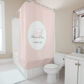 Rideaux De Douche Monogramme Rose et Blanc (En situation)