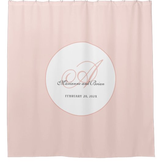 Rideaux De Douche Monogramme Rose et Blanc (Devant)