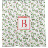 Rideaux De Douche Monogramme rouge | Christmas Holly Berries Spectac (Devant)