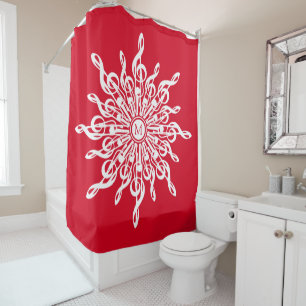 Rideaux De Douche Monogramme rouge de Noël G-Clef Snowflake