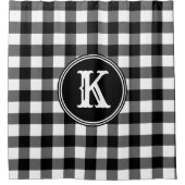 Rideaux De Douche Monogramme Rustique noir blanc Buffalo plaqué (Devant)
