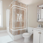 Rideaux De Douche Monogramme Rustique Revêtu De Bois (En situation)