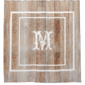 Rideaux De Douche Monogramme Rustique Revêtu De Bois (Devant)
