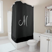 Rideaux De Douche Monogramme Script initial noir blanc minimal simpl (En situation)