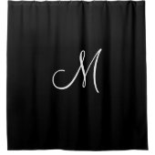 Rideaux De Douche Monogramme Script initial noir blanc minimal simpl (Devant)