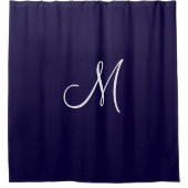 Rideaux De Douche Monogramme Script Marine initiale Bleu Blanc Minim (Devant)