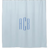 Rideaux De Douche Monogramme simple bleu à trois lettres (Devant)