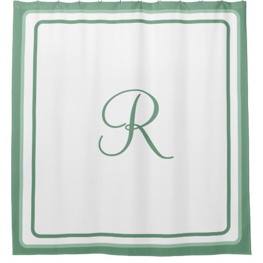 Rideaux De Douche Monogramme simple chic hôtel Vert sauge initial (Devant)
