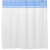 Rideaux De Douche Monogramme simple et joli blanc et bleu rayé (Devant)