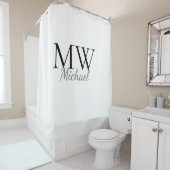 Rideaux De Douche monogramme simple personnalisé   (En situation)