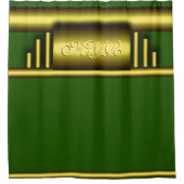 Rideaux De Douche Monogramme sur l'or et le vert de luxe art déco (Devant)