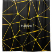 Rideaux De Douche Monogramme triangles noirs géométriques lignes dor (Devant)