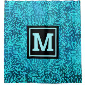 Rideaux De Douche Monogramme turquoise ombre feuille motif moderne a (Devant)