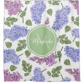 Rideaux De Douche Monogramme vert en pastel floral lilas de lavande (Devant)