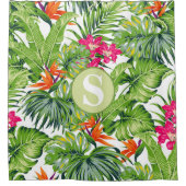 Rideaux De Douche Monogramme vert Feuille rose orange (Devant)