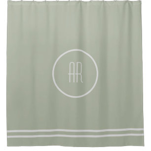 Rideaux De Douche monogramme vert sauge argent