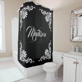 Rideaux De Douche Monogramme vintage de cadre (En situation)