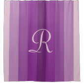 Rideaux De Douche Monogramme Violet Clair Rayé Violet (Devant)