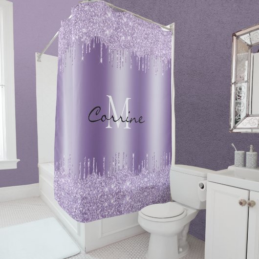 Rideaux De Douche Monogramme Violet violet Parties scintillant de sé