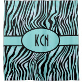 Rideaux De Douche Monogramme Zebra Imprimer noir et Turquoise Turquo (Devant)
