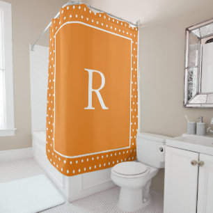 Rideaux De Douche Monogrammes Citrouille Orange Blanc Pois Automne