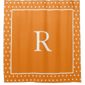 Rideaux De Douche Monogrammes Citrouille Orange Blanc Pois Automne (Devant)