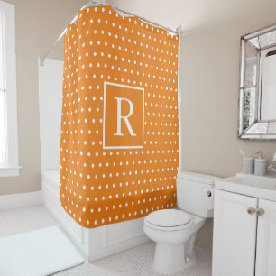 Rideaux De Douche Monogrammes Citrouille Orange White Pois Automne 