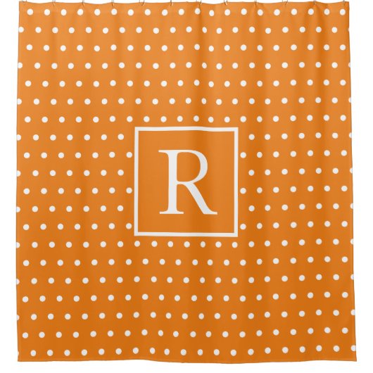 Rideaux De Douche Monogrammes Citrouille Orange White Pois Automne (Devant)
