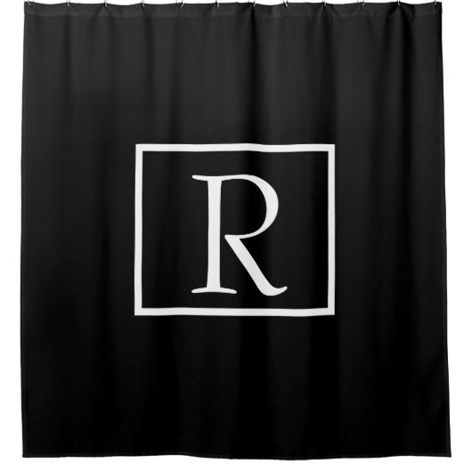 Rideaux De Douche Monogrammes Initiales Black White Custom Classy 20 (Devant)