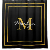 Rideaux De Douche Monogrammes Initiales Gold Black Nom personnalisé (Devant)