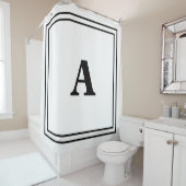 Rideaux De Douche Monogrammes Initiales Noir Blanc Minimal Nom moder (En situation)
