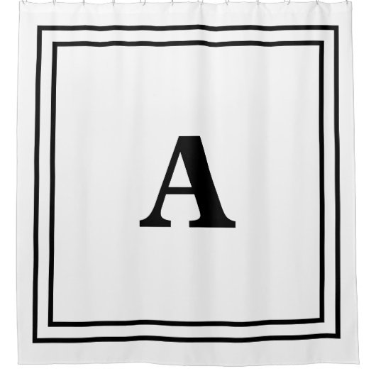 Rideaux De Douche Monogrammes Initiales Noir Blanc Minimal Nom moder (Devant)