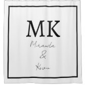 Rideaux De Douche Monogrammes Noir Blanc Moderne Minimaliste Élégant (Devant)