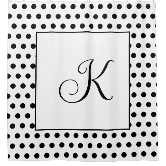 Rideaux De Douche Monogrammes noir blanc Pois moderne élégant (Devant)