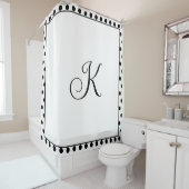 Rideaux De Douche Monogrammes noir blanc Pois moderne tendance (En situation)