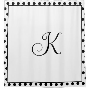 Rideaux De Douche Monogrammes noir blanc Pois moderne tendance